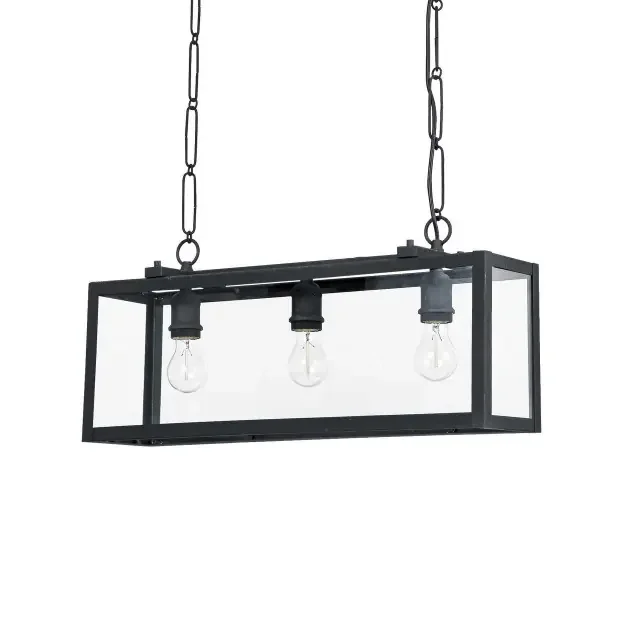 Igor SP3 3 Light Black with Clear Glass Bar Pendant Light