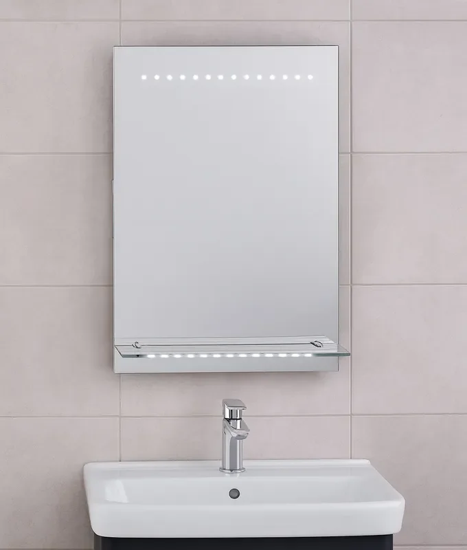 Illuminated LED Bathroom & Shaver Mirror 500mm x 390mm