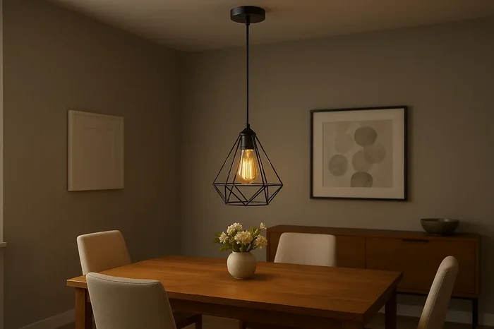 Industrial Metal Cage Pendant Light – LED Hanging Retro Ceiling Lamp