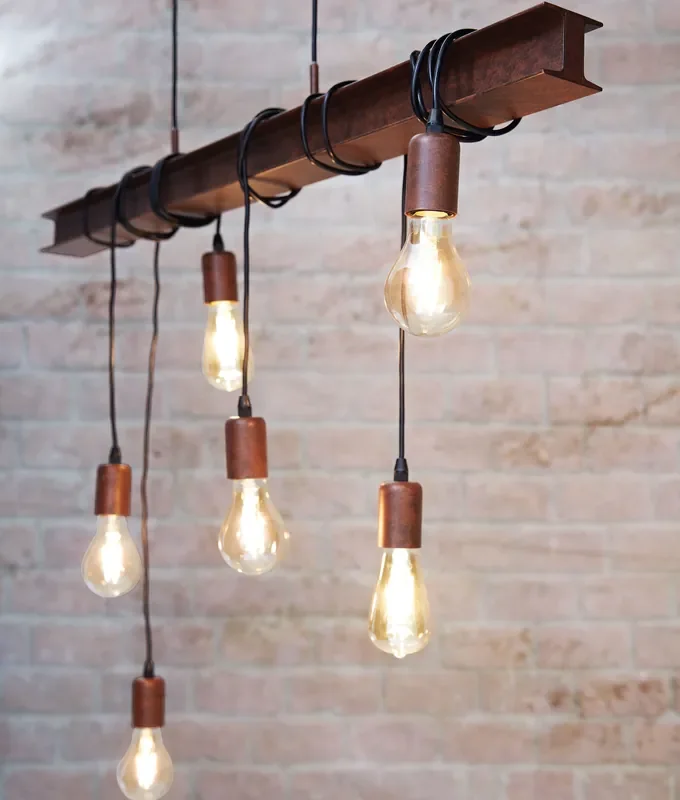 Industrial Steel RSJ Trapeze Light Bar with Six Lamps on Flex