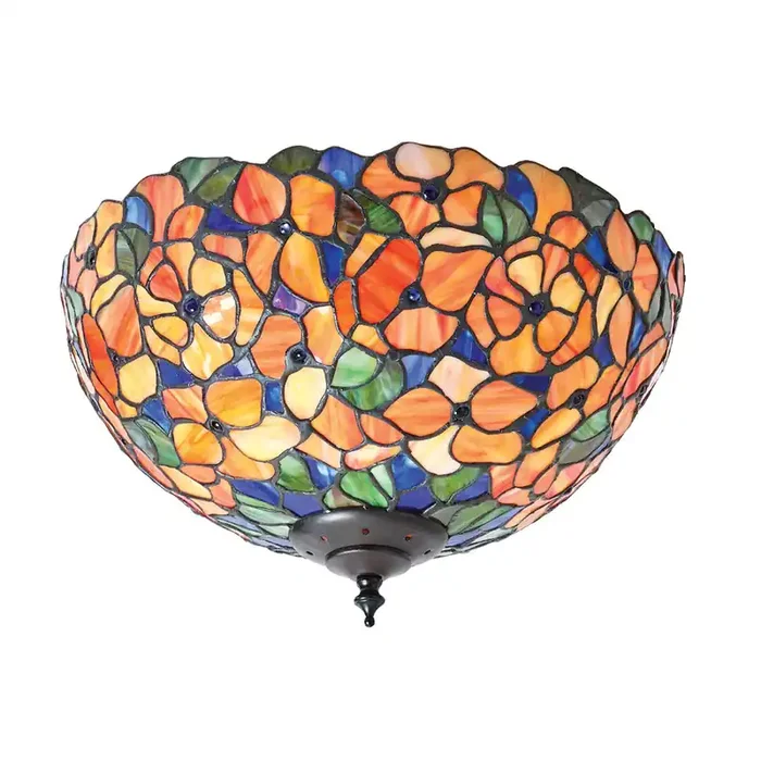 Interiors 1900 70720 Josette Medium 2 Light Tiffany Flush Ceiling Light