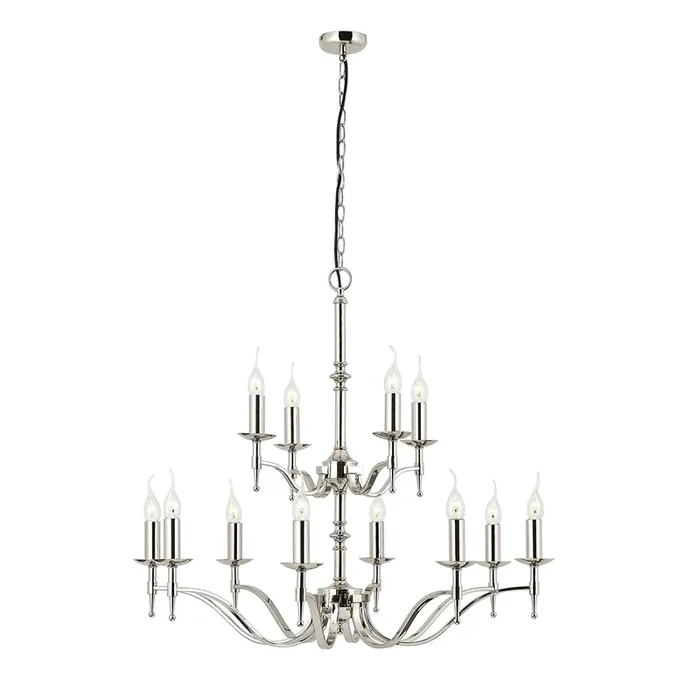 Interiors 1900 CA1P12N Stanford Nickel 12 Light Chandelier