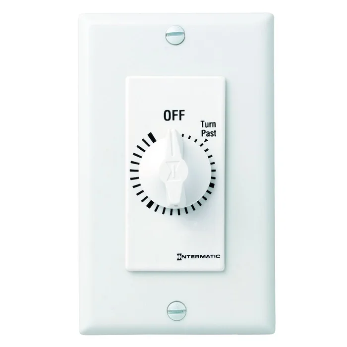Intermatic FD430MW Spring Wound Countdown Timer, Decorator Style, 125-277 VAC, 50/60 Hz, DPST, 30 Minute Max, Without Hold, White