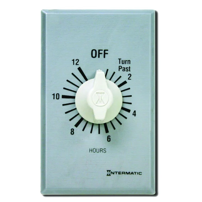 Intermatic FF312H Spring Wound Countdown Timer, Commercial, 125-277 VAC, 50/60 Hz, SPDT, 12 Hour Max, Without Hold, Silver