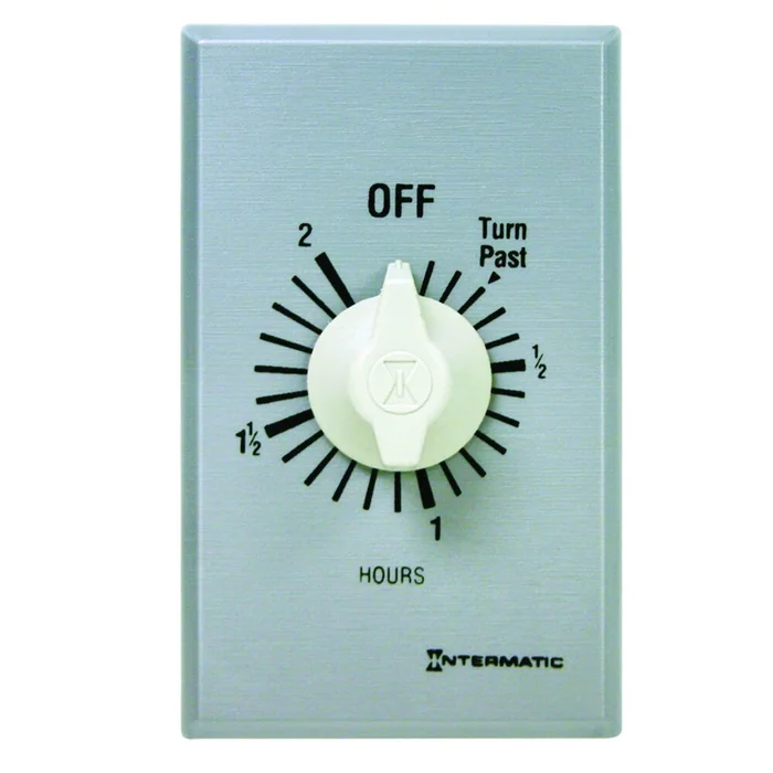 Intermatic FF32H Spring Wound Countdown Timer, Commercial, 125-277 VAC, 50/60 Hz, SPDT, 2 Hour Max, Without Hold, Silver