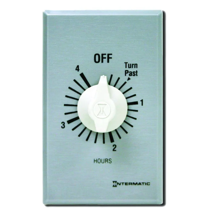 Intermatic FF34H Spring Wound Countdown Timer, Commercial, 125-277 VAC, 50/60 Hz, SPDT, 4 Hour Max, Without Hold, Silver