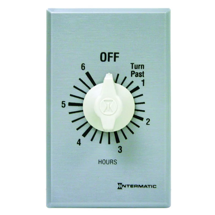 Intermatic FF6H Spring Wound Countdown Timer, Commercial, 125-277 VAC, 50/60 Hz, SPST, 6 Hour Max, Without Hold, Silver