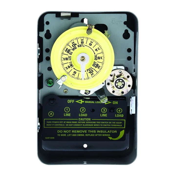 Intermatic T173 24 Hour Mechanical Time Switch with Skip-a-Day, 120 VAC, 60Hz, DPST, Indoor Metal Enclosure, 1 Hour Interval