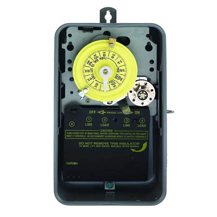 Intermatic T174R 24 Hour Mechanical Time Switch with Skip-a-Day, 208-277 VAC, 60Hz, DPST, Outdoor Metal Enclosure, 1 Hour Interval