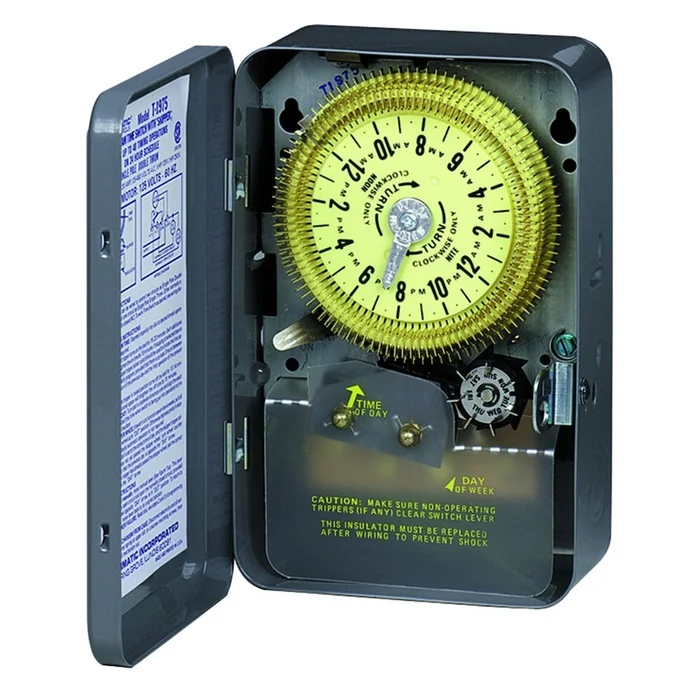 Intermatic T1975 24 Hour Mechanical Time Switch with Skip-a-Day, 125 VAC, 60Hz, SPDT, Indoor Metal Enclosure, 15 Minute Interval