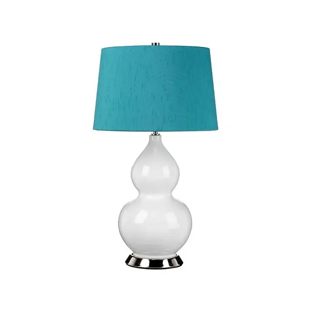 Isla Polished Nickel and White with Teal Shade Table Lamp