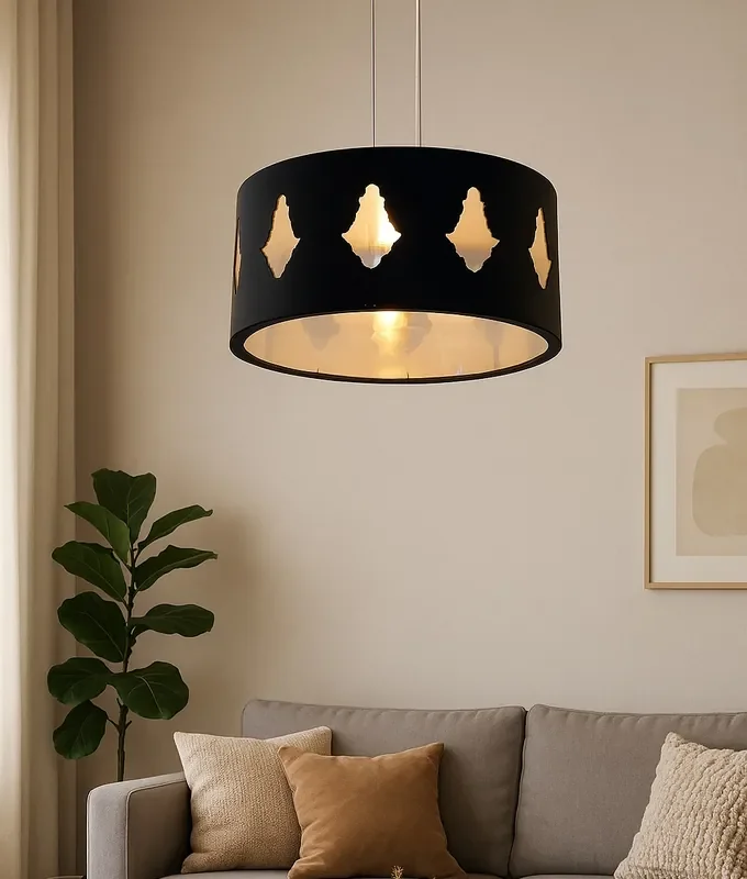 Italian Designer Holographic Laser-Cut steel Light Pendant – 45cm