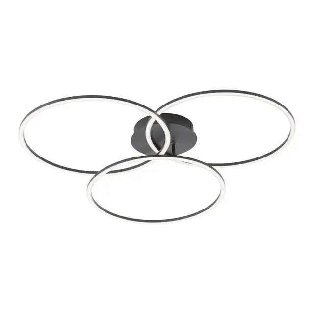 IVANKA 3 Light Black Triple Ring Dimmable Ceiling Light