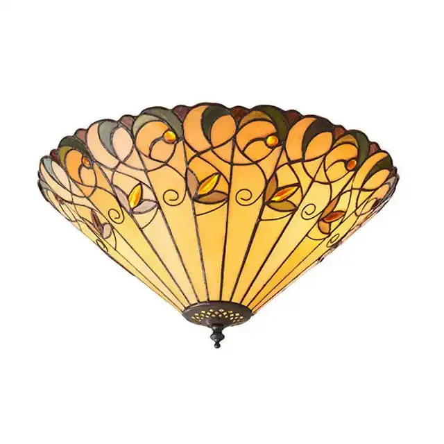 Jamelia 2 Light Black Medium Tiffany Flush Ceiling Light