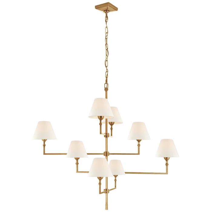 Jane Eight Light Chandelier, Hand-Rubbed Antique Brass