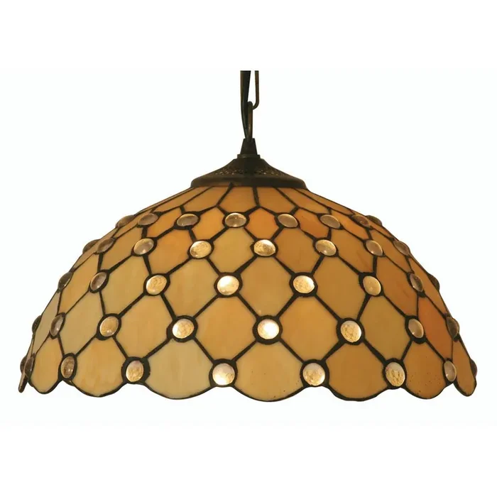 Jewel Tiffany Glass Pendant Light 14″ Shade