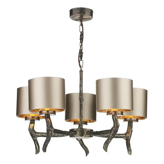 Joshua 5 Light Polished Bronze With Bespoke Shades Dual Mount Pendant Light