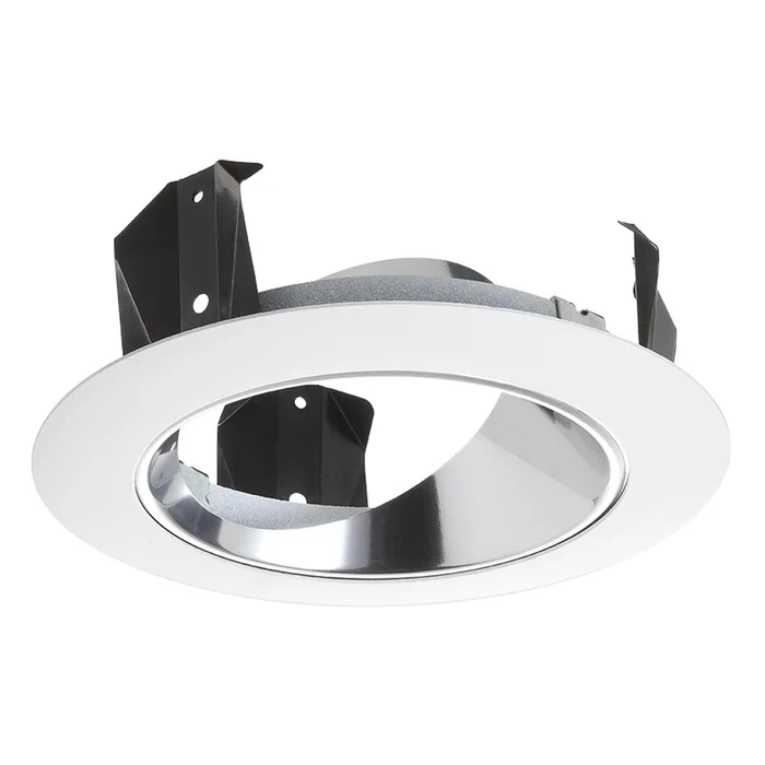 Juno Lighting 47L CWH 4″ Adjustable Angle Cut Cone Trim, Clear Alzak Cone with White Trim Ring