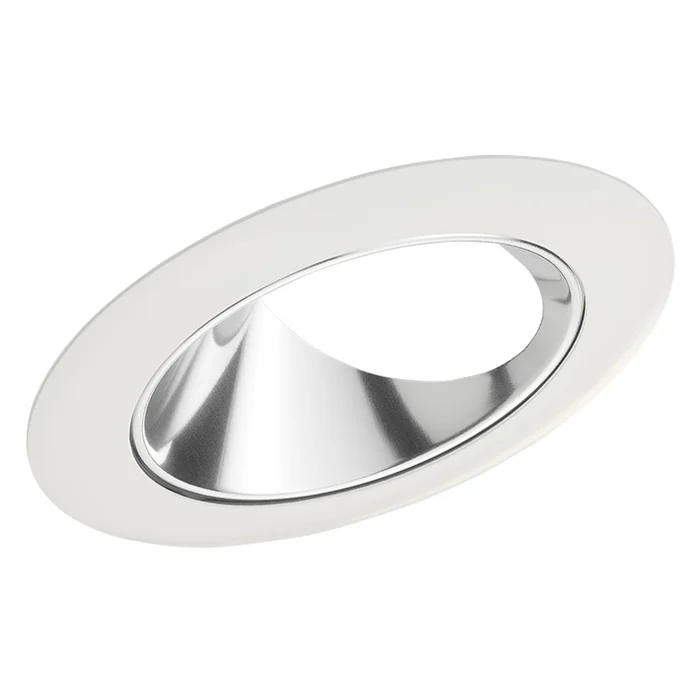 Juno Lighting 48L CWH 4″ Angle Cut Cone, Super Slope 20° to 35°, Clear Alzak Cone with White Trim Ring