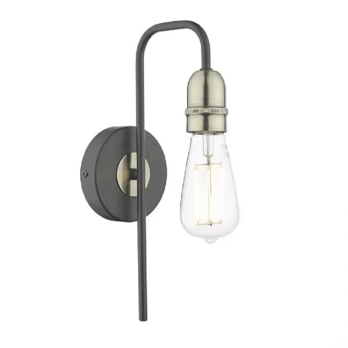 Kiefer Black & Antique Brass Vintage Wall Light