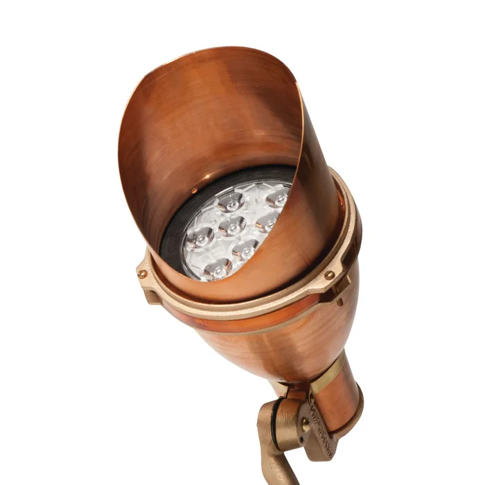Kim Lighting C24S3/9L5KUV Spun Copper Bullet LED Landscape Light, Universal Voltage (120 to 277V), 11W, 9 LEDs, Spot Beam, 5100K, Copper