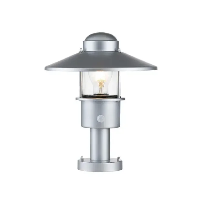 Klampenborg Silver with PIR IP44 Top Post Light