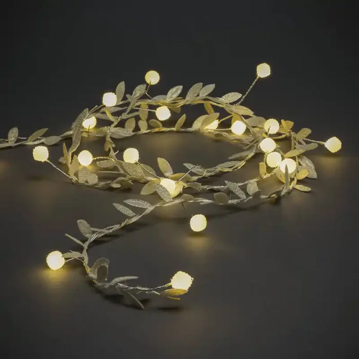 Konstsmide 1.9M Warm White LED Pearls & Gold Leaves String Lights – 20 Lights – Online Lighting