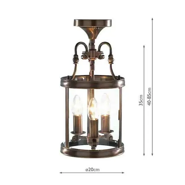 Lambeth Circular Hall Antique Brass Dual Mount Lantern