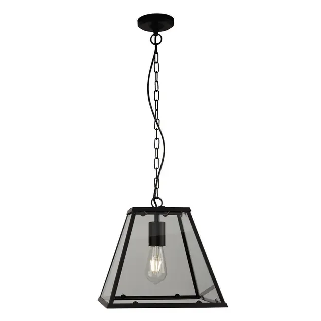 Lantern Matt Black with Clear Glass Lantern