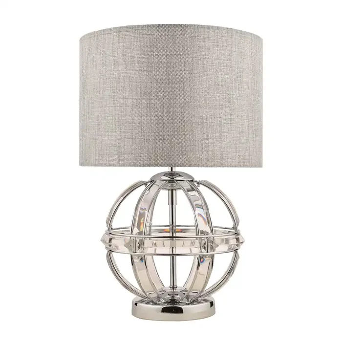 Laura Ashley Aidan Glass & Polished Chrome Globe Table Lamp with Shade • LA3742828-Q