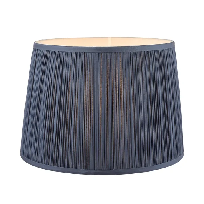 Laura Ashley Hemsley Pleated Silk Empire Drum Shade Midnight Blue 25cm/10 inch • LA3712376-Q