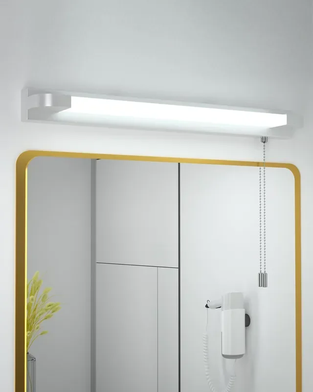 LED Bathroom Mirror Light with Pull Cord Light Switch 7W Bathroom Wall Light Shaver Light above Bathroom Mirror Cool White 6000K IP44 LED Mirror Front Light for Bathroom Hotel Restaurant