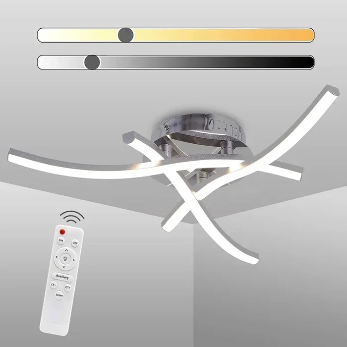 LED Ceiling Light Dimmable – Elegant Curved Design with 3 Built-in LED Boards, 18W 1440LM Modern Metal Ceiling Lamp for Living Room, Bedroom, and Balcony