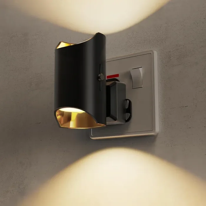 LED Dimmable Night Light Plug in Wall – 1 Pack, 0-100LM Adjustable Brightness, 3000K Warm White, Dusk to Dawn Sensor, Modern Black Design for Bedroom, Hallway, Bathroom