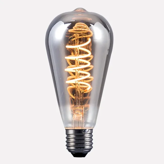 LED E27 4w Pear Smoked Spiral Warm White Dimmable