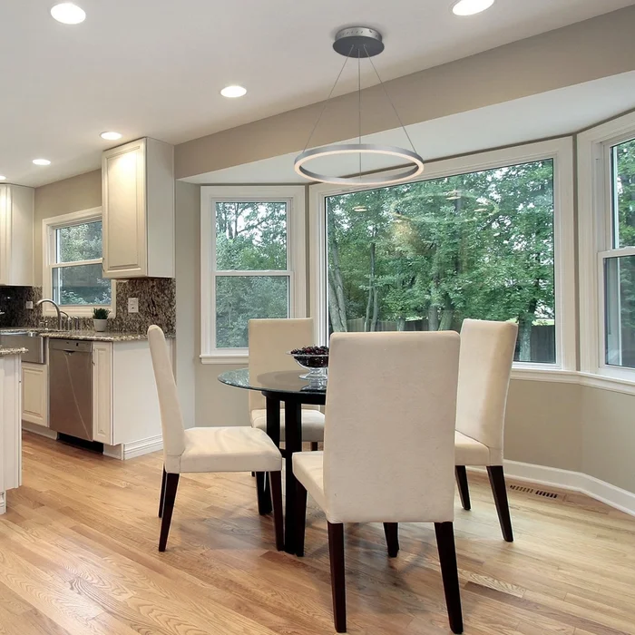 LED Ring Chandelier, 1-Ring, 38W, 3000K, 1512LM, Dimmable, Diameter 23.6”×71” – Aluminum