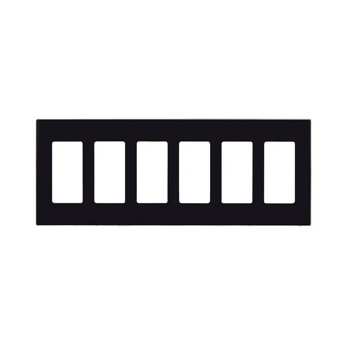 Leviton 80326-SE Decora Plus 6-Gang Screwless Wallplate, Black