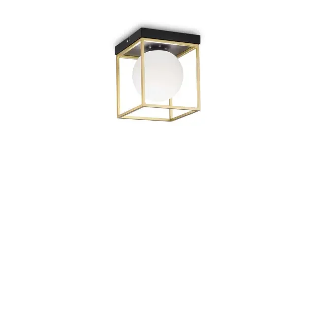 Lingotto PL1 Brass with White Sphere Flush Ceiling Light