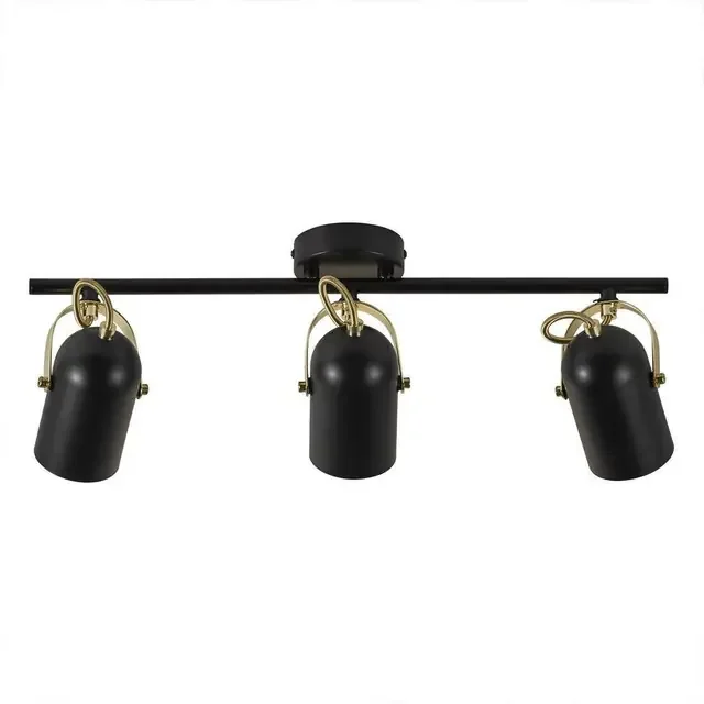 Lotus 3 Light Black Adjustable Bar Ceiling Spotlight