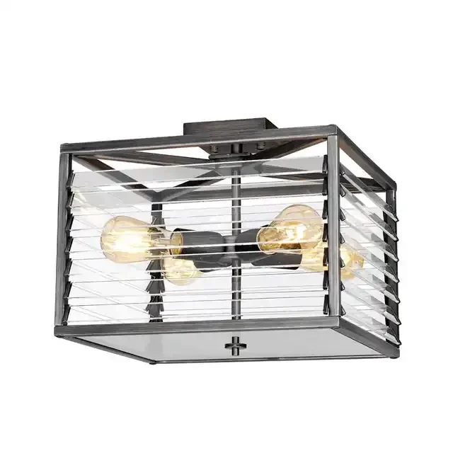 Louvre 4 Light Painted Gunmetal Flush Ceiling Light