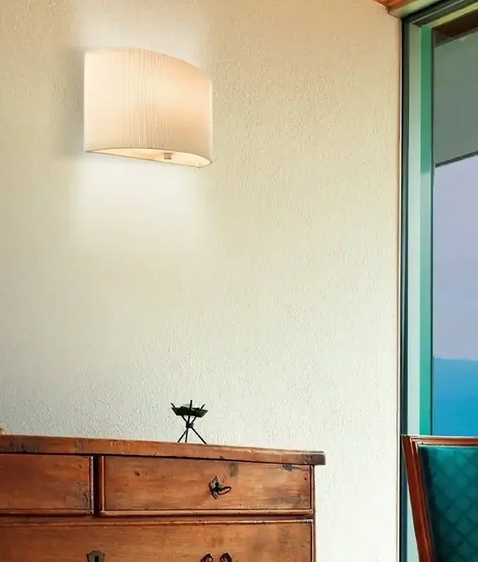 Low-Glare Half Drum Wall Light – Fluted Fabric Shade