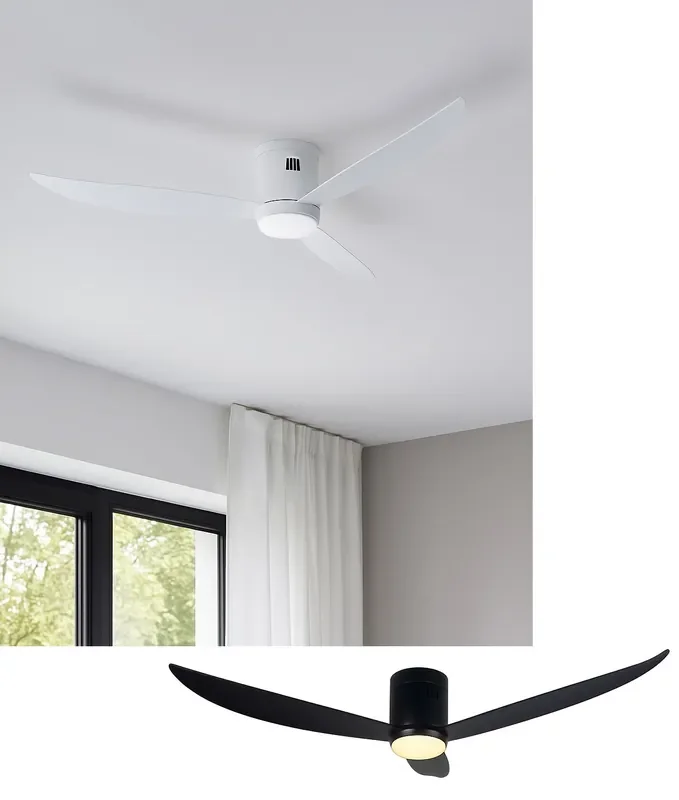Low Profile Ceiling Fan – Flush Fit, CCT Adjustable with Curved Aerofoil Blades -132cm