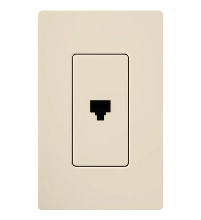 Lutron CA-PJ-LA Claro Single Telephone Jack, 6-Conductor, RJ11, Light Almond