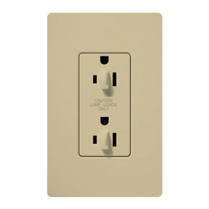 Lutron CAR-15-DDTR-IV 15A 120/125V Dual Dimming Tamper Resistant Receptacle, Ivory