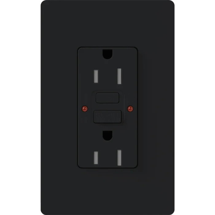 Lutron CAR-15-GFST-BL 15A 125V Tamper Resistant Self-Testing GFCI Receptacle, Black