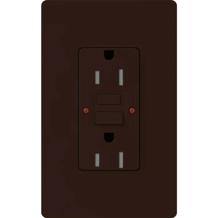 Lutron CAR-15-GFST-BR 15A 125V Tamper Resistant Self-Testing GFCI Receptacle, Brown
