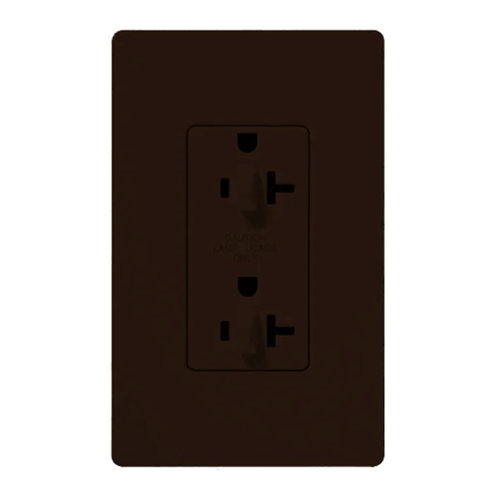 Lutron CAR-20-DDTR-BR 20A 120/125V Dual Dimming Tamper Resistant Receptacle, Brown