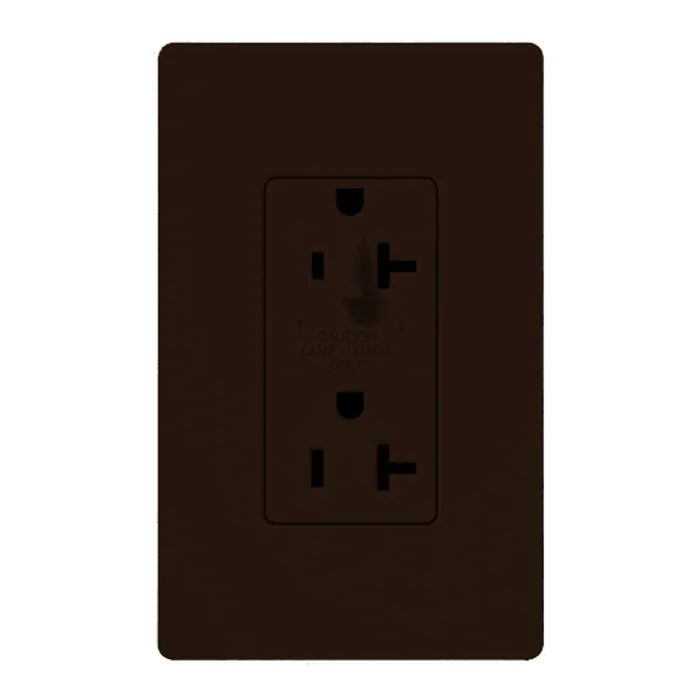Lutron CAR-20-HDTR-BR 20A 120/125V Half Dimming Tamper Resistant Receptacle, Brown