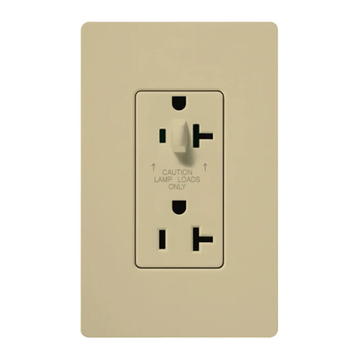 Lutron CAR-20-HDTR-IV 20A 120/125V Half Dimming Tamper Resistant Receptacle, Ivory