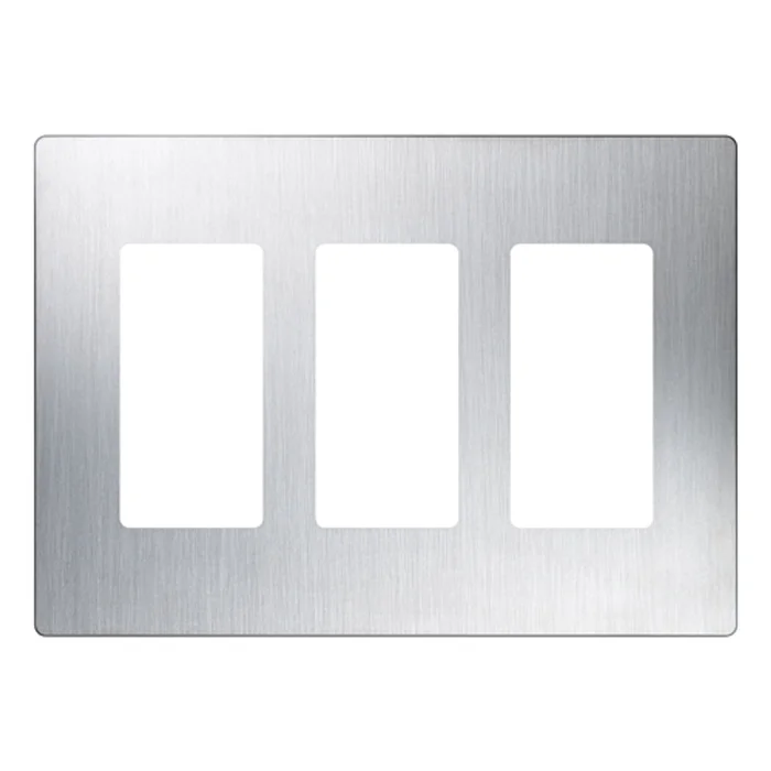 Lutron CW-3-SS Claro Decora 3-Gang Screwless Wallplate, Stainless Steel